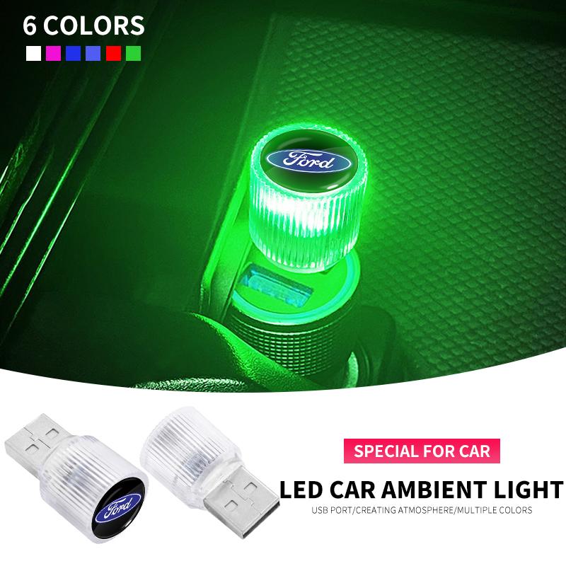 1pcs USB Car Interior LED Car Atmosphere Lighting For Ford Mk2 Mk3 Ranger Mondeo Mk4 S-MAX Kuga Mustang Fusion Car Styling AC8