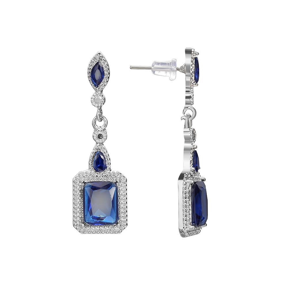 Wholesale Luxury Sterling Silver Women Earrings Flash CZ Zircon Ear Studs 3 Colors Stone S Earrings Women Wedding Brincos