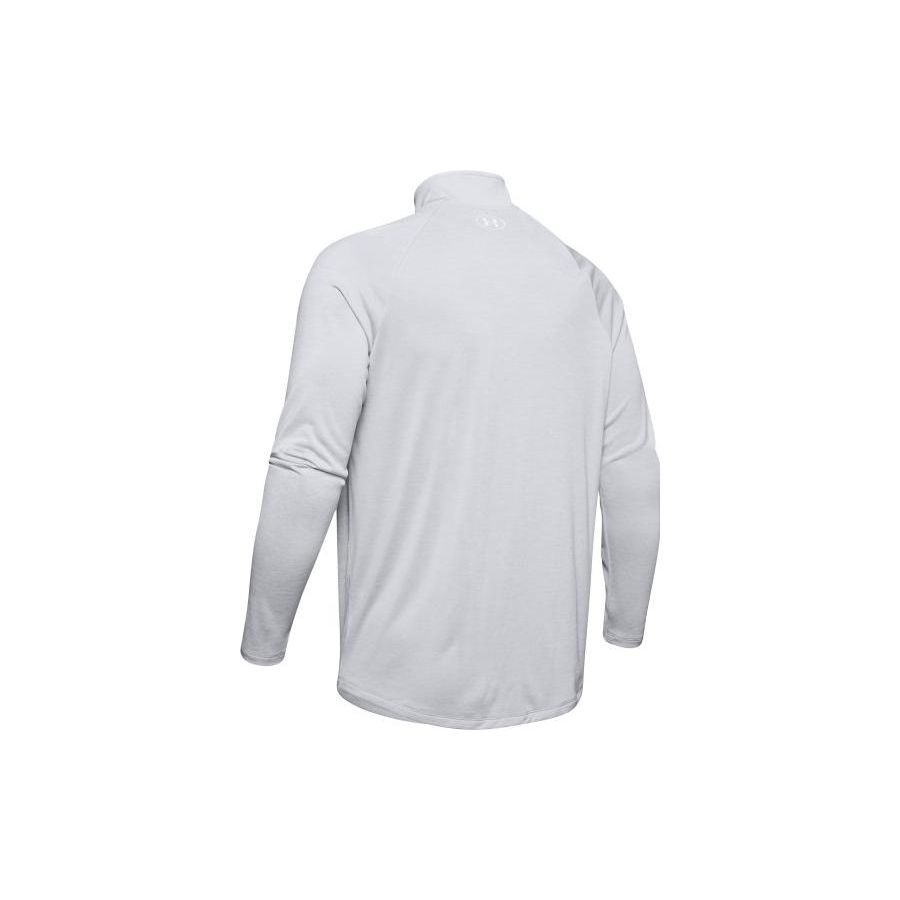 Under Armour Solid Logo Print Stand Collar Half Zip Retro Shoulder T-Shirt Men Tops White 1328495-014