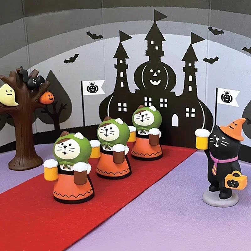 2025 Halloween Pumpkin Japanese Cat Miniature Scene Props Creative Children's Dolls Gift ZAKKA Resin Small Decoration Figurines