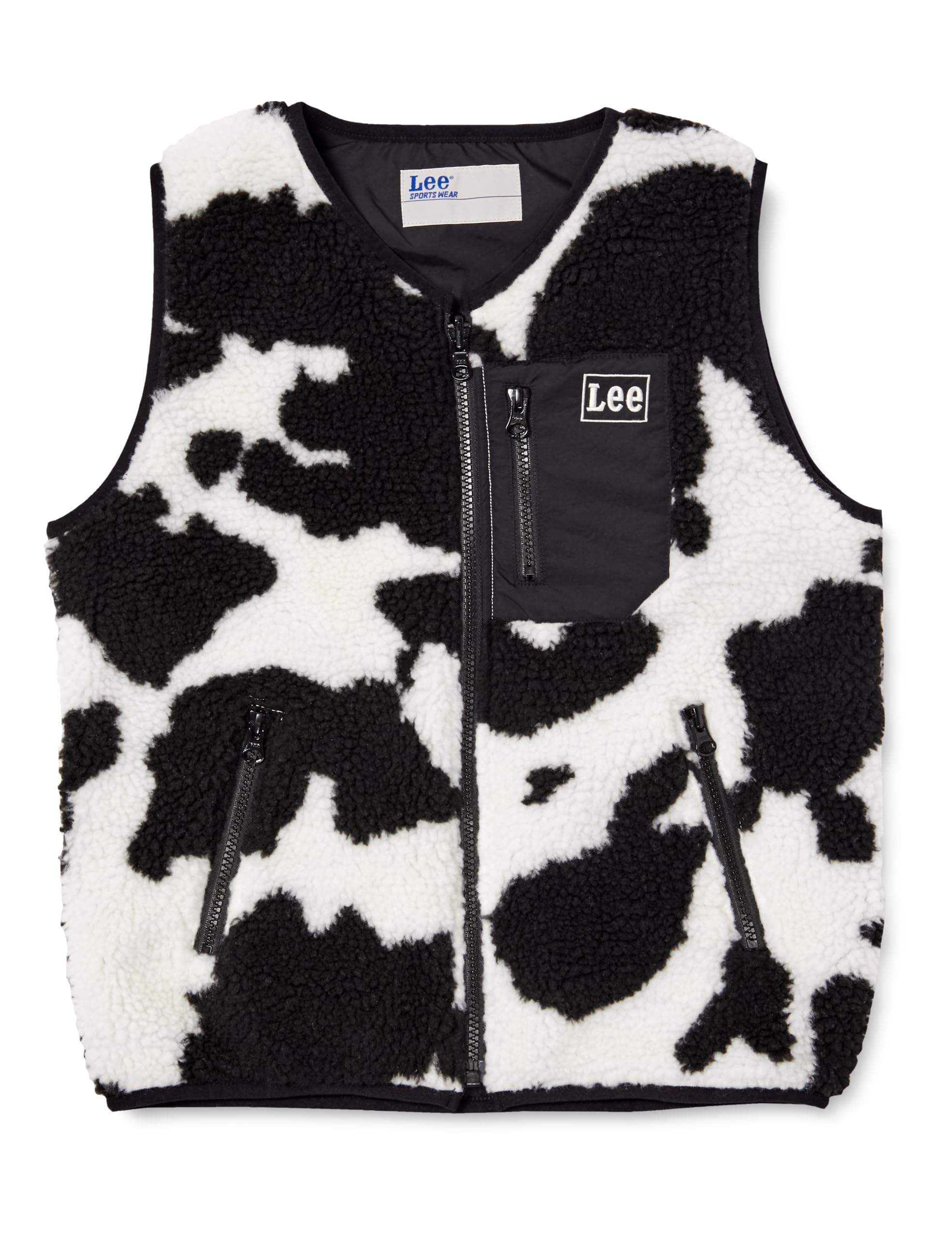 

Жилет из двустороннего флиса букле Lee черного цвета, размеры детские, коровья шкура, 110-150 см