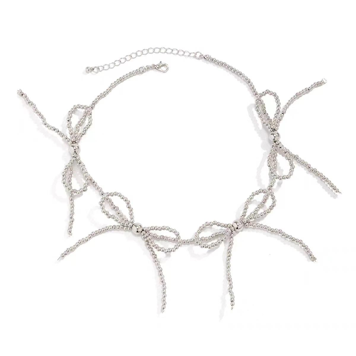 

Premium Bow Pearl Necklace Women s Simple Niche Design Sweet Cool Spice Girl Style Versatile Clavicle Chain Neck Chain Women