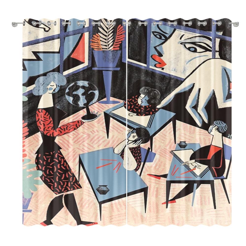 Abstract Curtain Cloth Bedroom Living Room Balcony Blackout Curtain Office Hotel Insulation Curtain