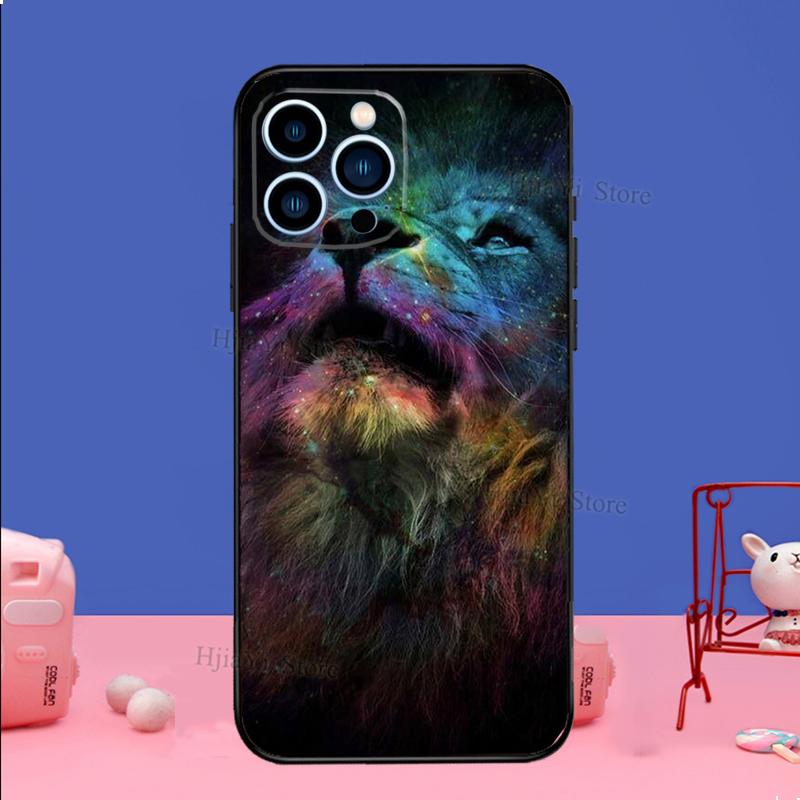 Lion Animal Case For iPhone 16 15 13 11 12 14 Pro Max XS XR X Plus 13 mini Soft Cover Fundas Capa Shell