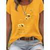 T-shirt da Donna con Ramo Floreale Viola - Grafica Delicata di Fiori ad Acquerello, Top Casual Viola Chiaro