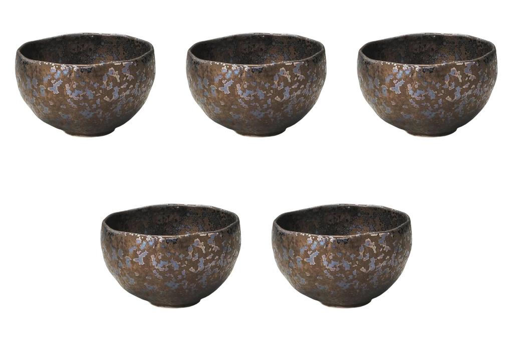 Set of 5 Gold Crystal Plump Bowls x Bowls by Setomonohonpo 4.5cm [13.8 8.6cm] Multi-Purpose