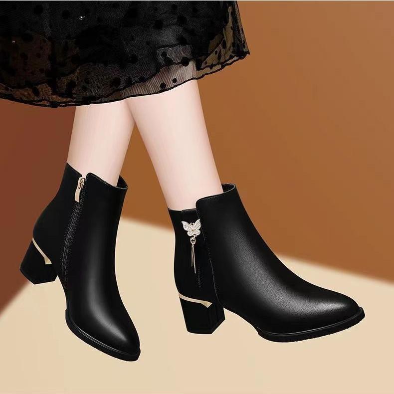 Chunky Heel Ankle Boots for Women,Plus Size Wide Calf Boots,2025 New Fashion Winter Boots