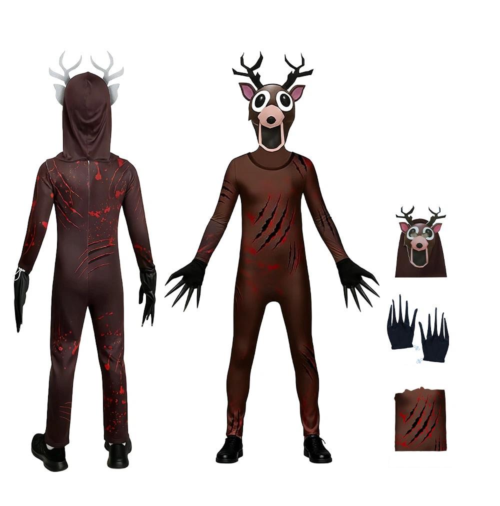 Horror Game 99 Night In The Forest Children Cosplay Jumpsuit Headgear for Men and Women Goat Deer Owl Costume Toy Birthday Gift