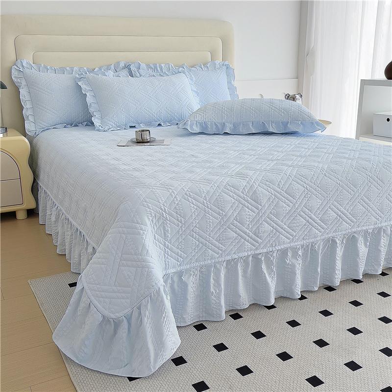 Bonenjoy Bed Cover Plain Bedspread Lace Style Bed Linen 250X250/250X270 Thicken Bedsheets Colchas Matrimoniales (No Pillowcase)