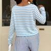 Maglia casual a righe da donna a maniche lunghe, vestibilità larga, spalle cadenti, maglione pullover, tessuto leggero e morbido, top per l'uso quotidiano