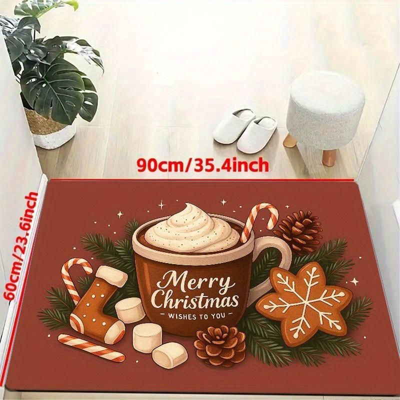 1 Stück Anti-Ermüdungs-Küchenteppiche Weihnachten Kakao Wasserdicht Rutschfest Dick Gepolsterte Küchenmatte Schwerlast Komfort Stehmatte für Küche