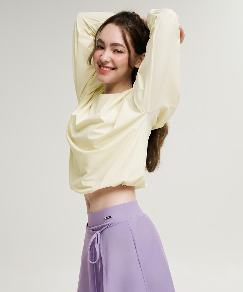 Leijibi Air Pastel String Loose Fit Women'S Long Sleeve Rash Guard Coconut Milk