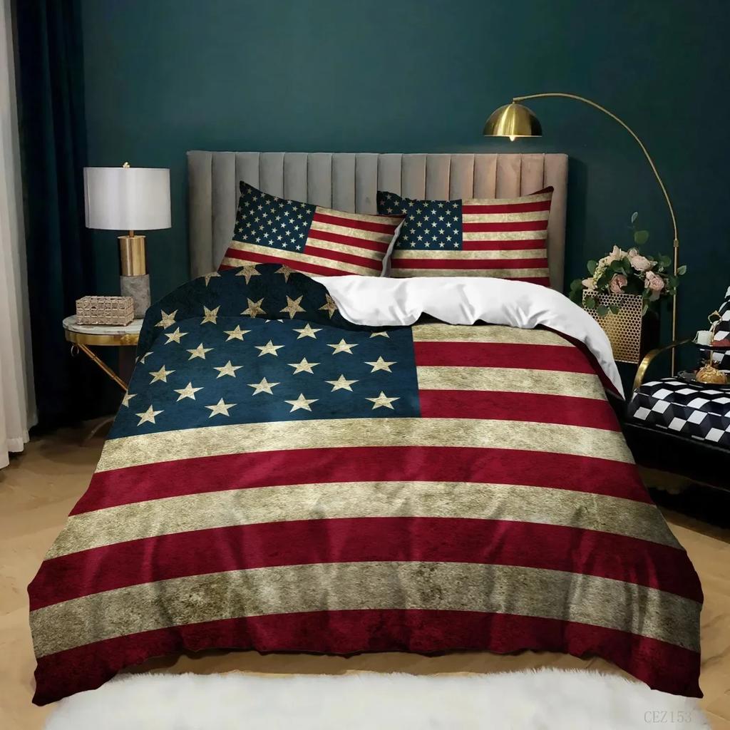 Comforter National Flag King Size Creative American Flag Bedding Set For Boy Teens Adults Microfiber Single Double