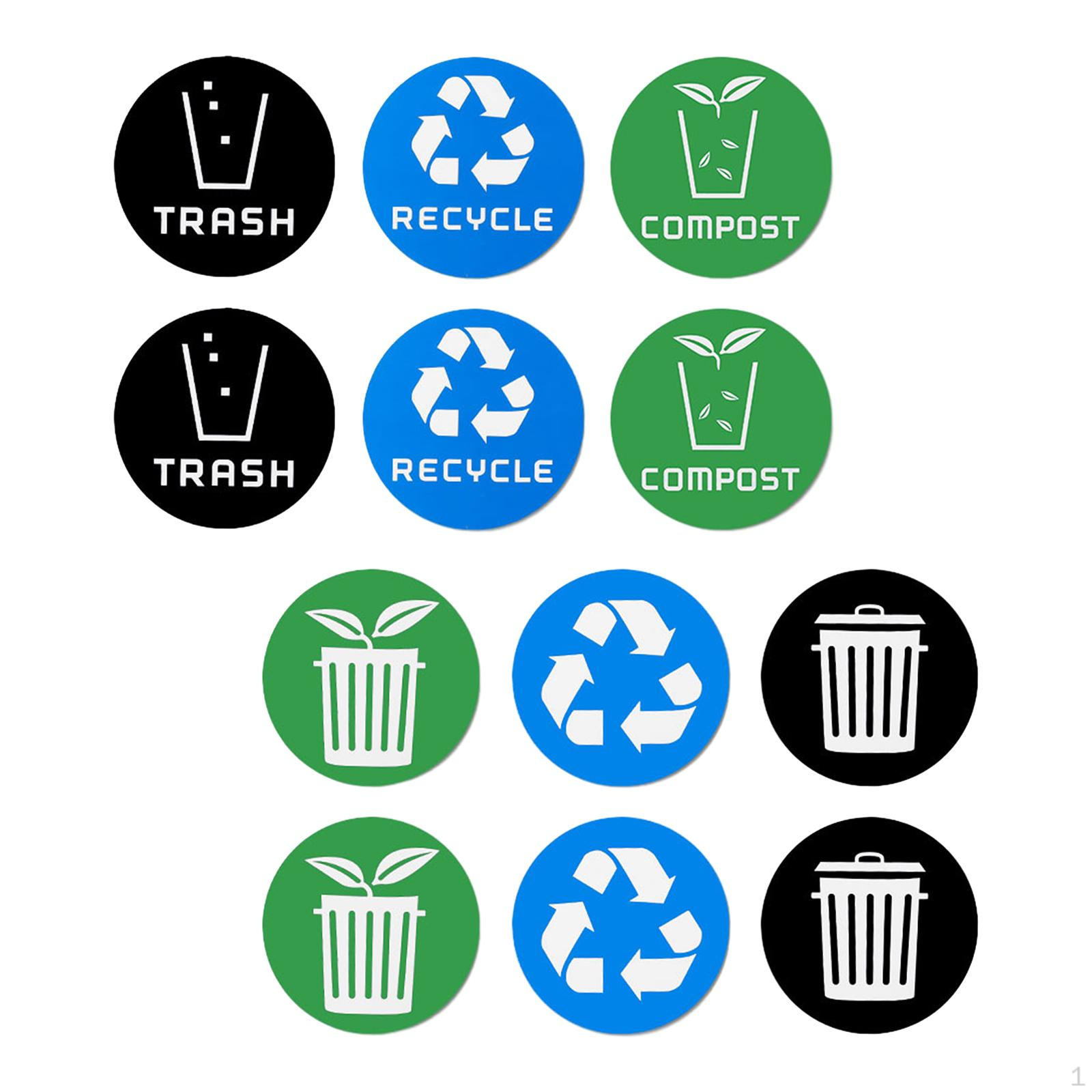 12x Garbage Can Stickers, Trash Recycle Sticker, Waste Bin Decals Recycling Sticker for