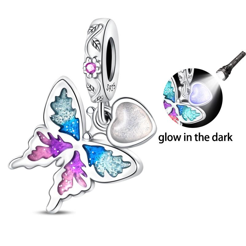 Copper Glow-In-The-Dark Firefly Butterfly Deer Charms Beads Pendants Fit Qikaola Original Bracelets Diy Birthday Jewelry