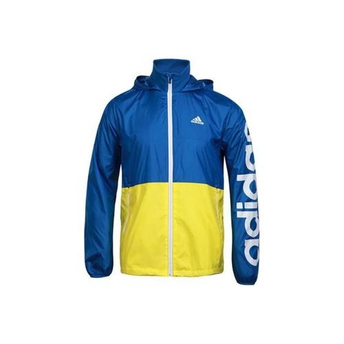 adidas Colorblock Logo Print Hooded Jacket for Men, Blue XL синий