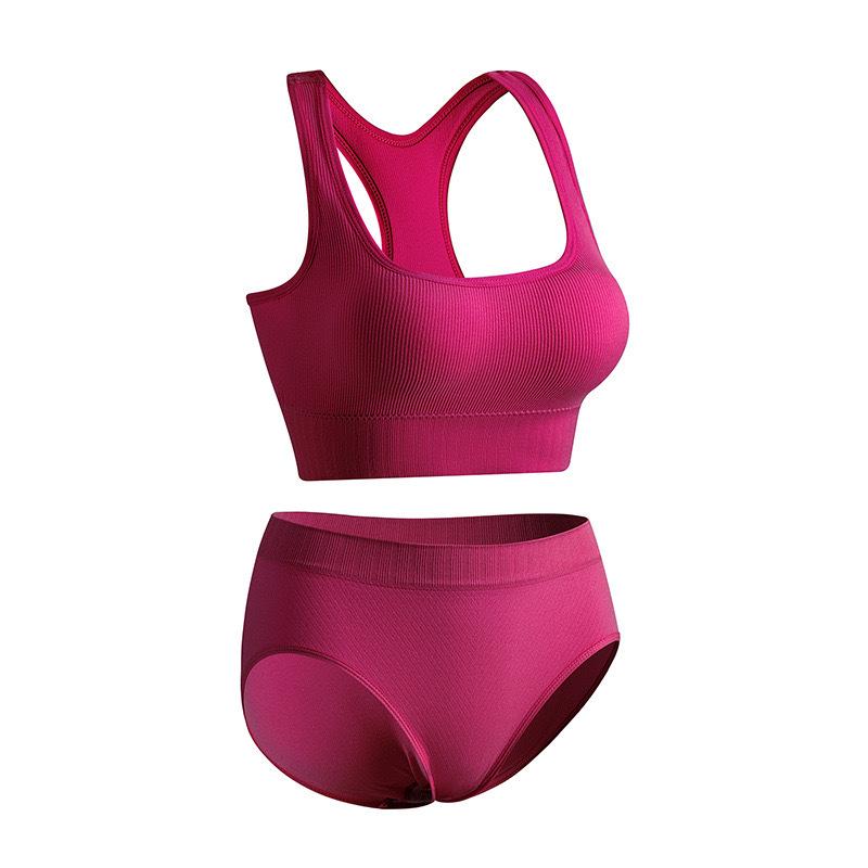 Plus Size Women's Sports Yoga Bra & Brief Set - Sexy, Wireless, Beautiful Back Design