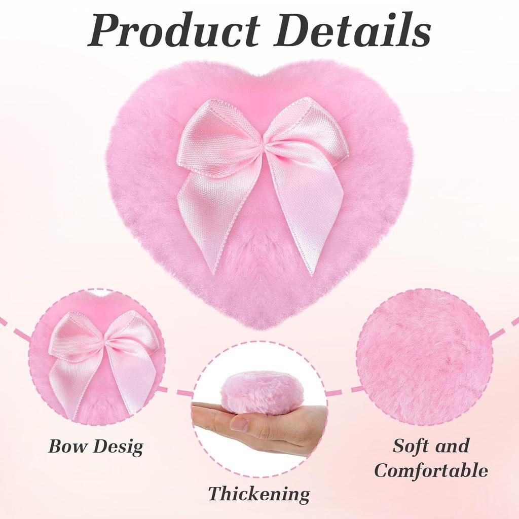4 Pcs Dusting Powder Puff,Heart Body Powder Puff,Soft Powders Puffs for Body Powders,Washable Reusable for Wet Dry Makeup Tool for Baby & Kid & Adult