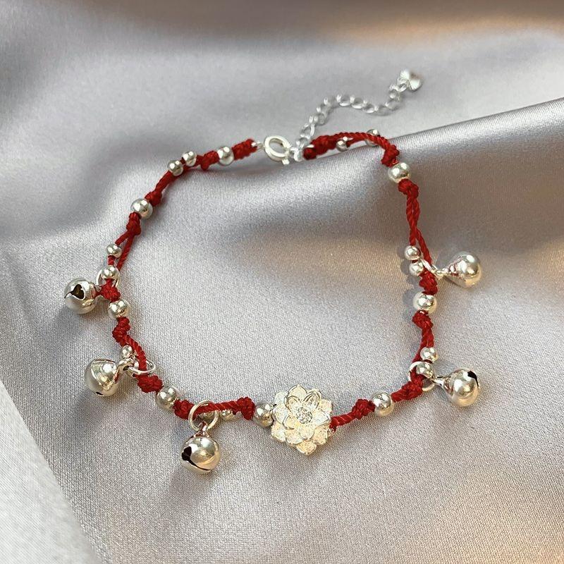 Miaojiang girl~ red rope bell lotus bracelet female court hand-woven lucky anklet to attract lucky students