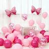 31Pcs 12inch Pink Bow Balloons Set Hot Pink Rose Dots Bow Foil Balloon with Ribbon Birthday Party Balloons