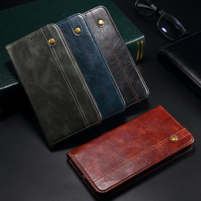 Luxuriöse Retro Slim Leder Handyhülle mit Ständer für iPhone 14 Pro Max, Xiaomi Redmi 9, Huawei Samsung Google OnePlus Magnetkarte Flip Book Cover Tasche