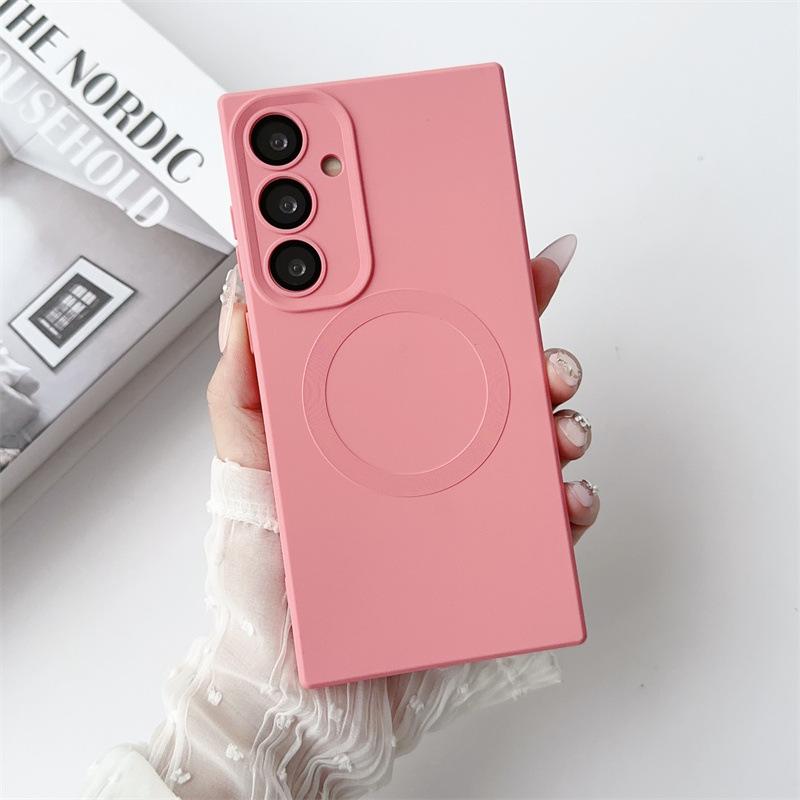 Samsung S24 Plus Silicone Square Case: Magnetic, Solid Color Protective Cover for S23 Ultra & S22/21.