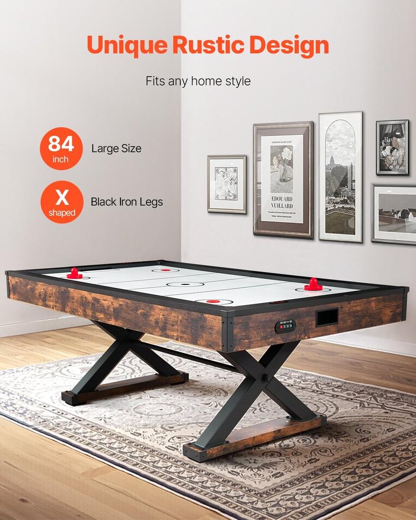 214 cm Air Hockey Table Air Powered Arcade Table Electronic Scorer Pushers