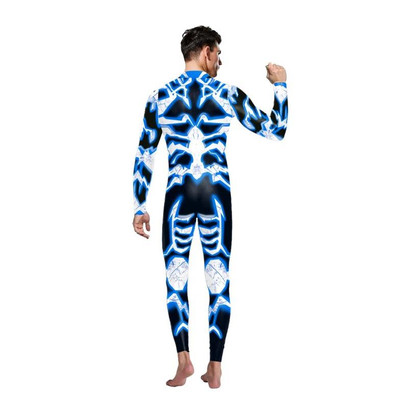 Flexible Halloween Rompers Fitness Party Zentai Bodysuits for Women Men Superhero  Costume Long Sleeve Printing Jumpsuit