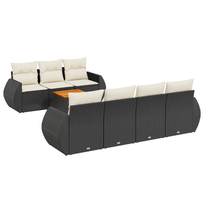 VidaXL Salon de Jardin avec Coussins 8 pcs, Canapés de Terrasse, Ensemble de Meubles de Patio, Mobilier d'Extérieur, Noir 3257239