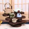 New Chinese Traditional Solid Wood Curio Shelf - Desktop Tea Cup Holder, Multi-layer Teaware Storage Rack