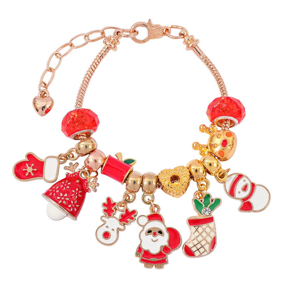 Christmas Bracelet Diy Water Crystal Beads With Zinc Alloy Charms For Kids Holiday Gift