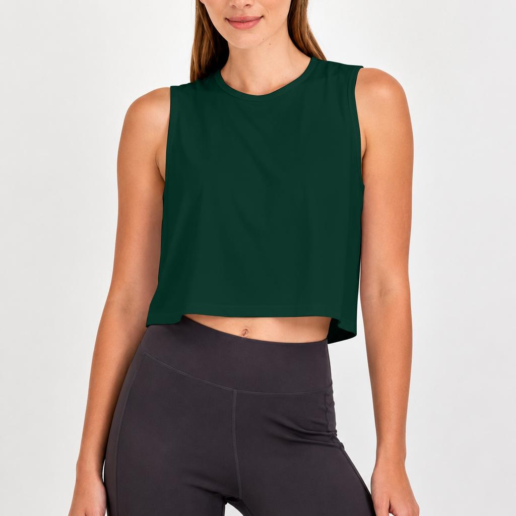 Damen ärmelloses Yoga Tanktop Cutout Rücken Workout Shirt Leicht Atmungsaktiv Laufen Fitness Freizeit Crop Top