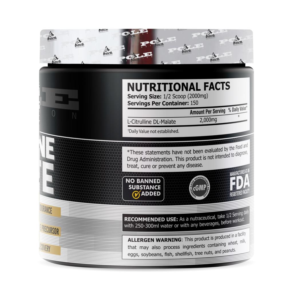 Pole Nutrition Citrulline Malate - Unflavored 300g | Boost Endurance & Recovery | Premium Nitric Oxide Support