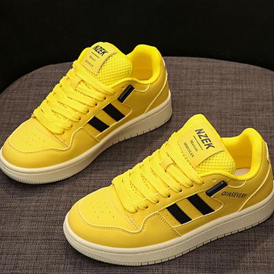 Yellow Fat Bread Shoes Autumn New All-Matching Genuine Leather Flat White Shoes Women's Board Shoes Casual Sneaker