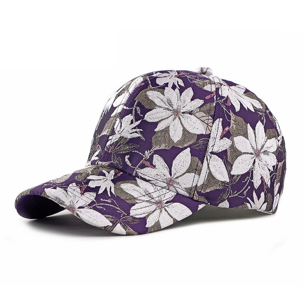 

Spring Summer Printed Leaf Print Baseball Cap Women s Sunscreen Hat фіолетовий