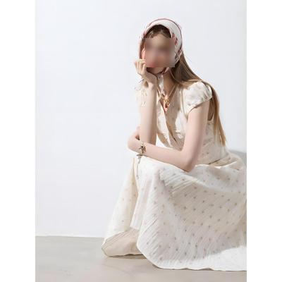 New Temperament Gentle Wind Floral Short-sleeved V-neck Dress Small Waist Long Dress Fashionable Women's Summer