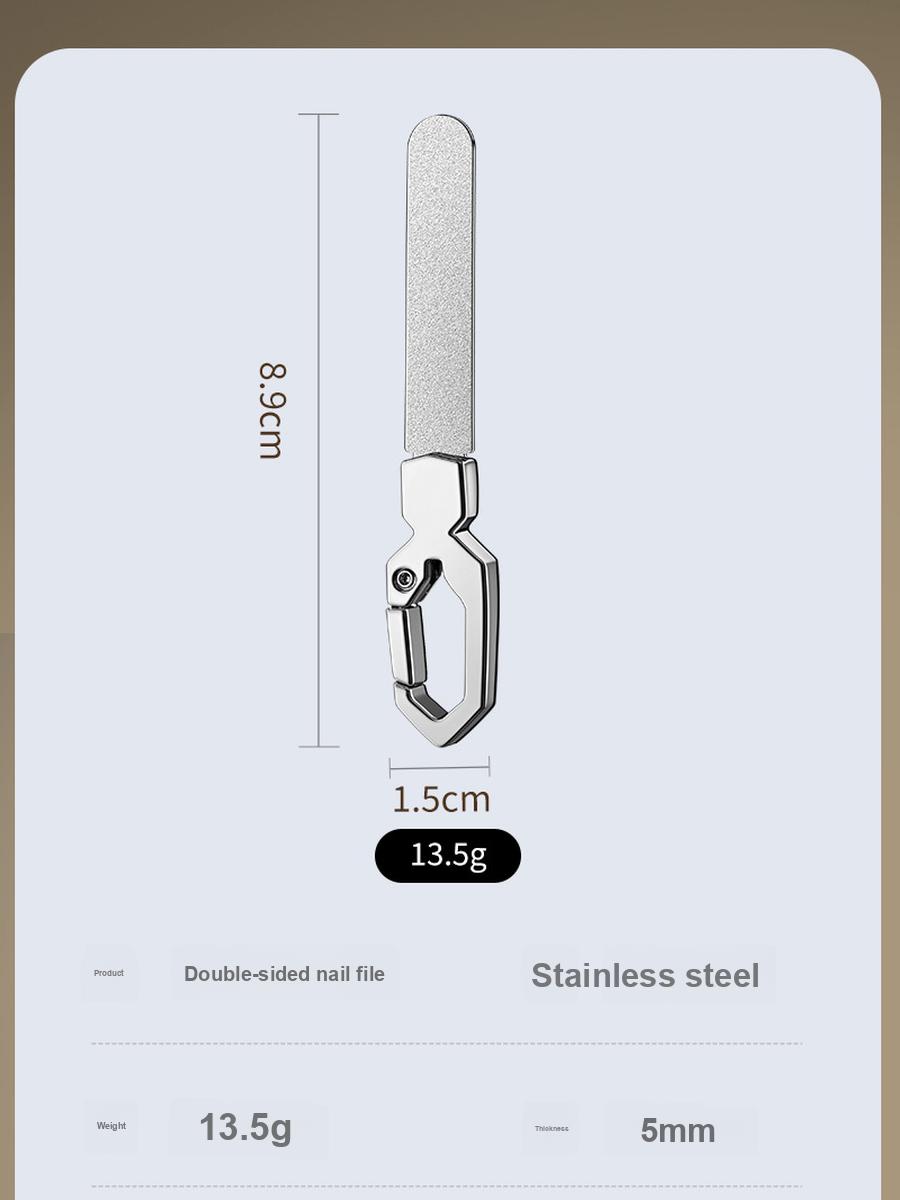 2 pcs New Stainless Steel Diamond Grit Nail File, Creative Nail Polishing Grinding Strip with Keychain, Portable Nail Buffer 1 PCS