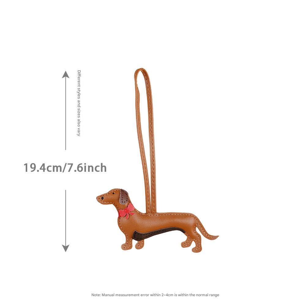 Mini Dachshund Dog Keychain PU Leather Animal Shaped Keyring Hanging Ornament for Backpack And Handbag Unisex Gift