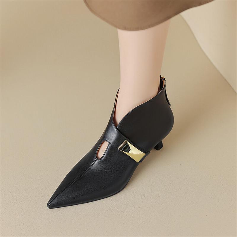 Fashion New Split Leather Ankle Boots Autumn/Winter Women Boots Pointed Toe Thin Heels Boots for Women Fashion Boots Women Zapatos Mujer