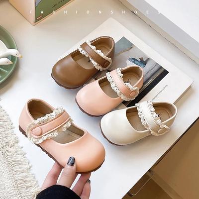 Sapatos Mary Jane para Bebês Meninas para Festa Casamento Sapatos de Couro Macio para Crianças Pequenas com Renda Princesa Doce Sapatilhas Infantis Primavera 2025 Novo