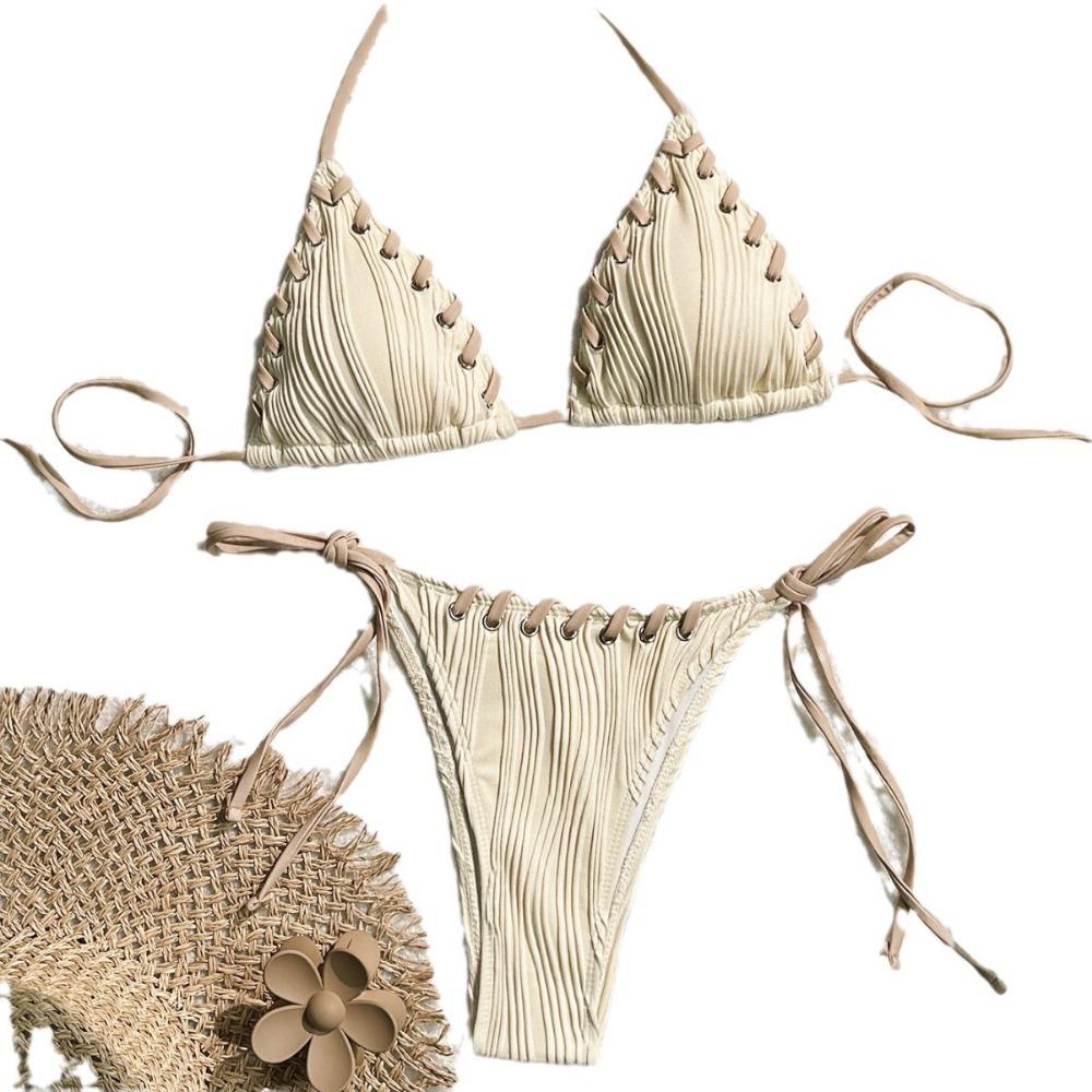 European and American Summer Sexy Solid Color Bikini Women Beach Vacation Swimsuit