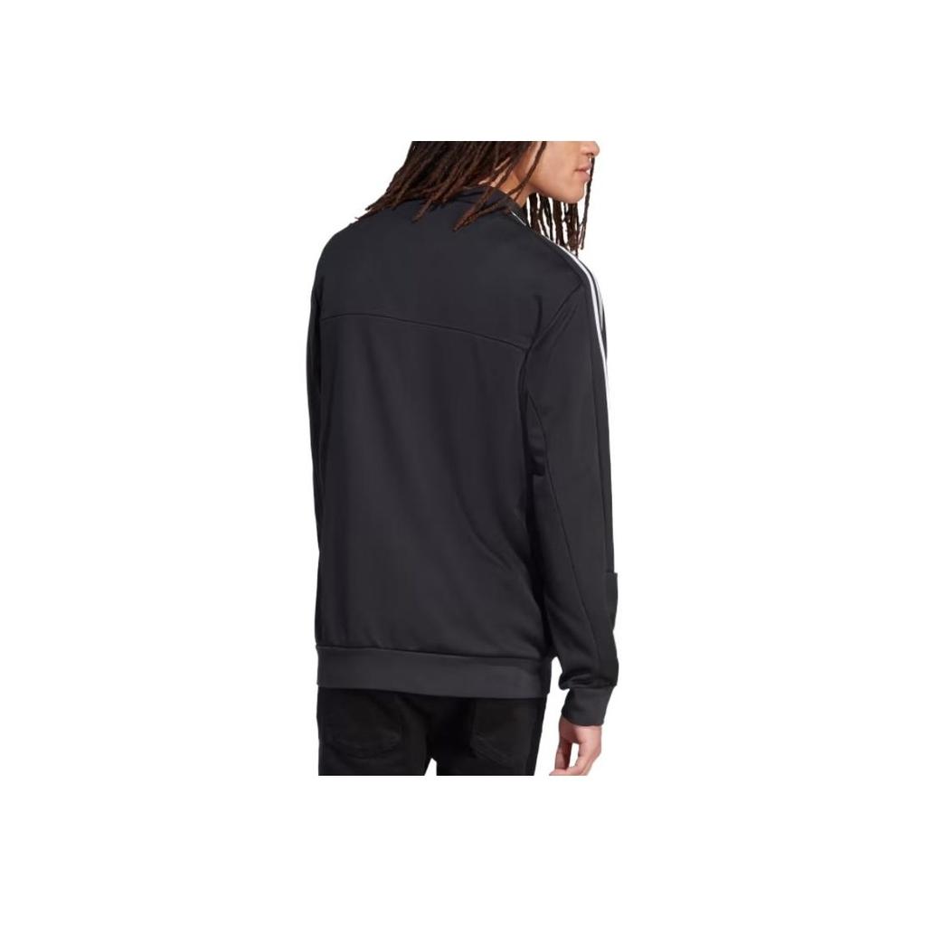 Adidas Striped Letter Print Stand Collar Long Sleeve Jacket Men Jacket Black IA3047