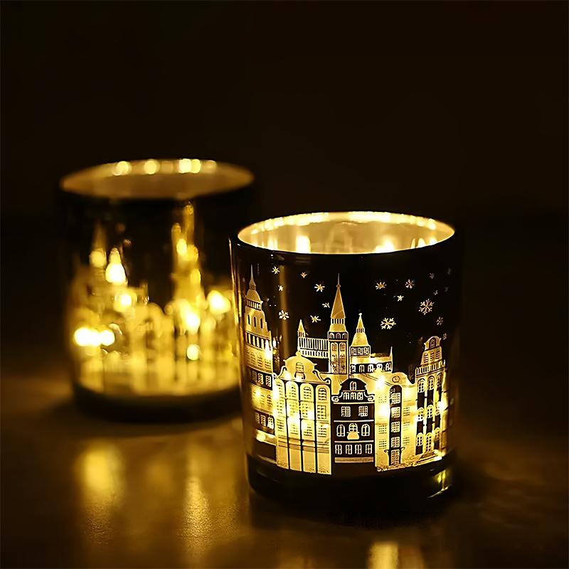 1Pc Christmas New Year Decorative Candlestick Cup - Custom Home Fragrance Holder, Reindeer Themed Birthday Holiday Gift
