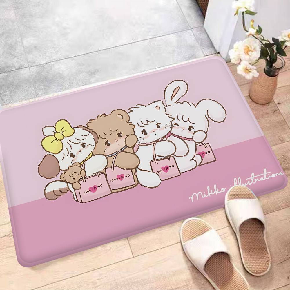 Cute Cartoon Mikko Cat Bathroom Mat Anti-slip Absorb Water Long Strip Cushion Bedroon Mat Hotel Decor Mat