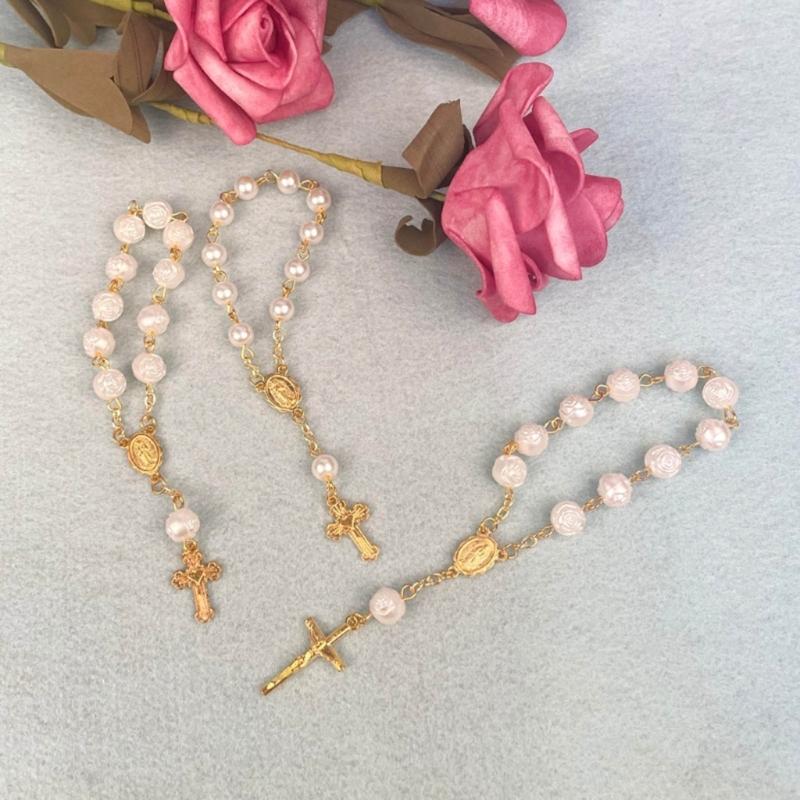 Unique Baby Baptism Bracelet Religious Style Prayer Bracelet Rosary Bracelet Adjustable Rose Baby Baptism Bracelets