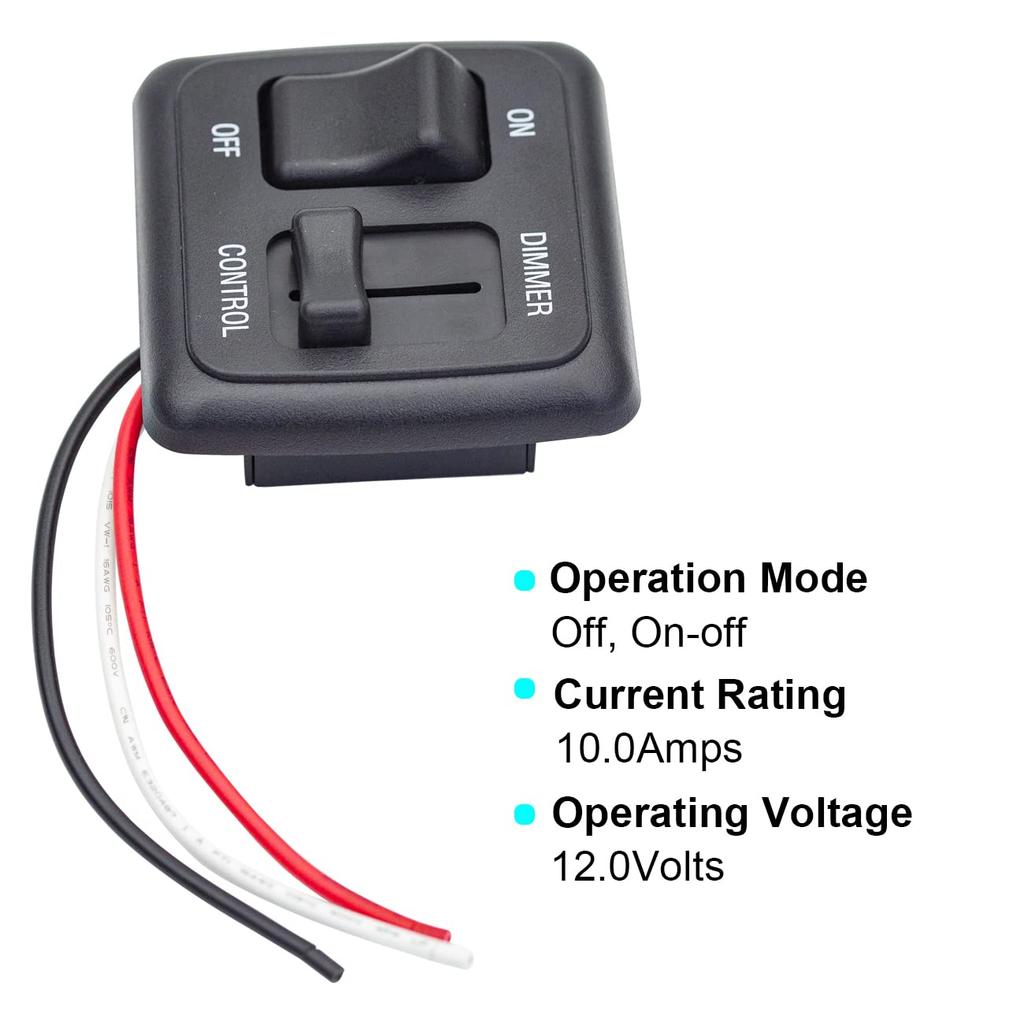 RV 12V DC Toggle Switch With High Side Dimmer Control For LED, Halogen, Incandescent - RV, Auto, Truck, Marine, And Strip Lighting