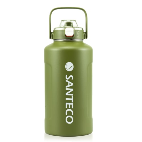 SANTECO Vacuum Insulated Water Bottle, Large Capacity, 1900ml, Keeps Cold or Hot, Includes Straw, Compatible with Direct Drinking Sports Drinks, Styli