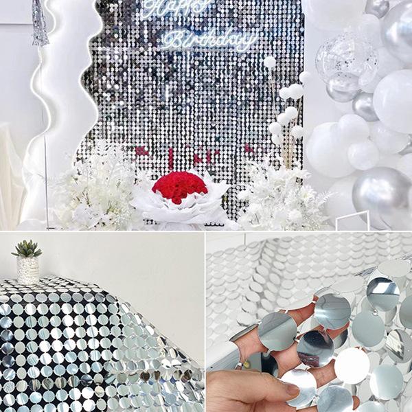 Radiant Sparkling Circular Sequin Mirror Curtain Wall for Wedding and Party Decor