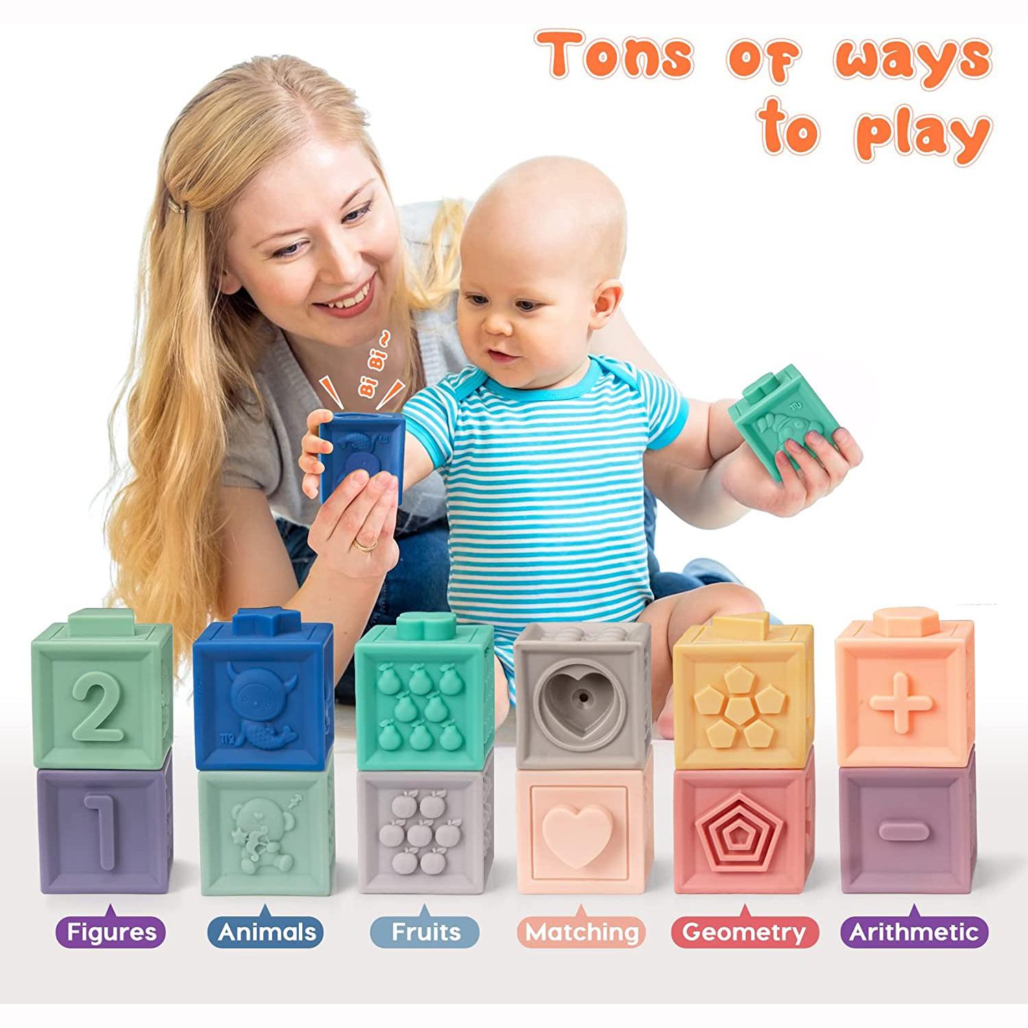 Мягкие штабелируемые блоки для детских сенсорных прорезывателей Монтессори — фото 7