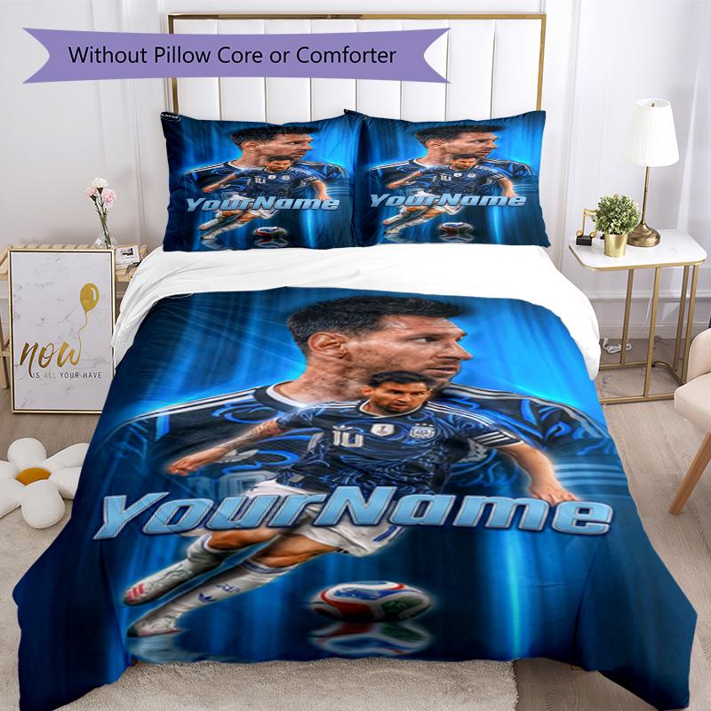 Messi Personalized Text Bed CoverBed Design for Living Rooms Soft Bedding Custom Room Decor Birthday/Christmas GiftSpiritual Gift